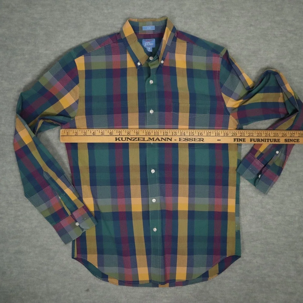 J.Crew Secret Wash Madras Plaid Stretch Cotton Shirt M Slim Fit Madagascar‎